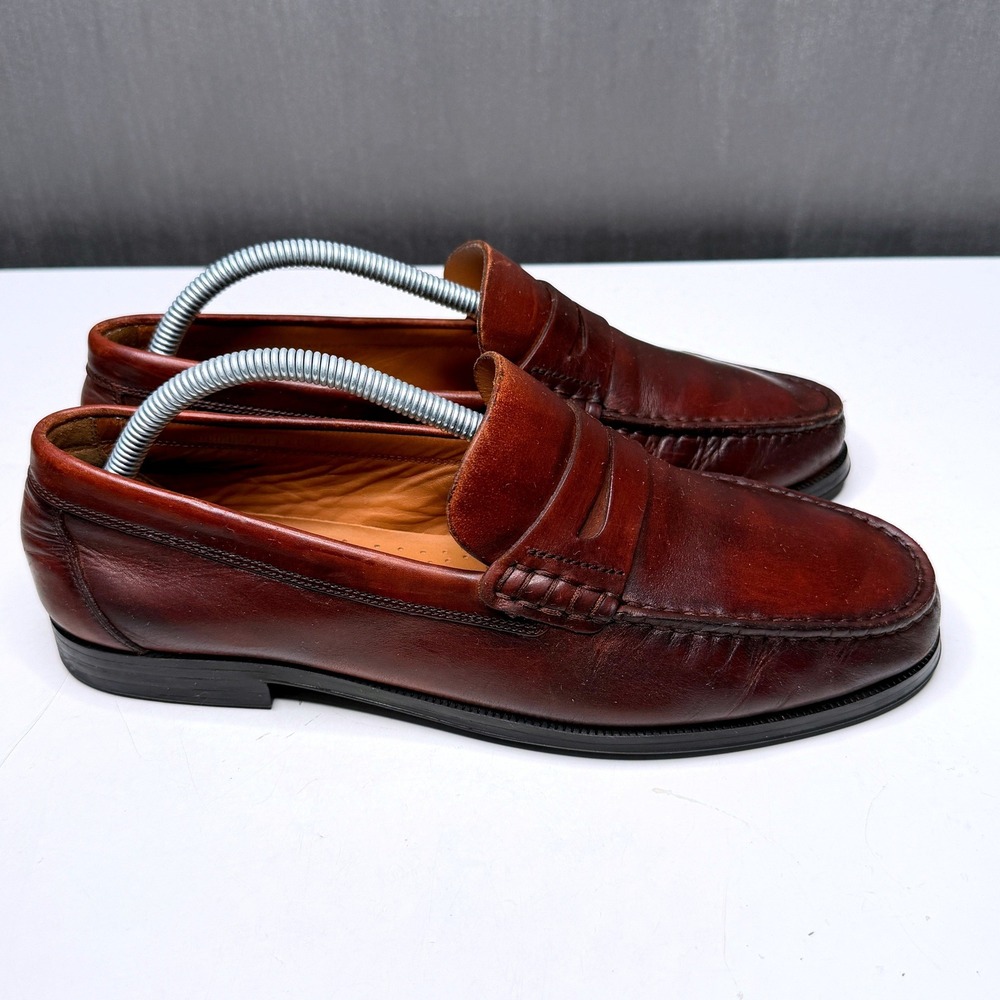 Massimo Dutti Penny Loafers Mens 41 Brown Leather Slip On Driving Shoes Preppy